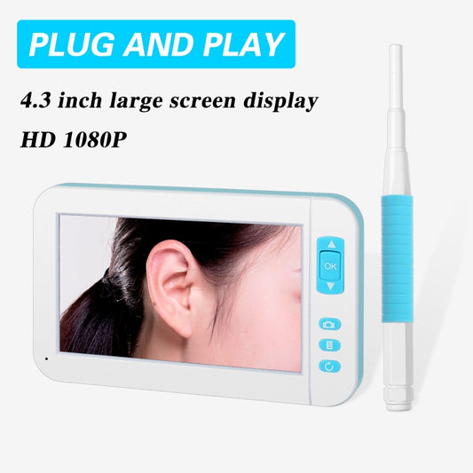 C01 4.3 Inch Screen Display HD1080P Visual Earspoon Endoscope with 6 LEDs, Diameter:3.9mm by buy2fix
