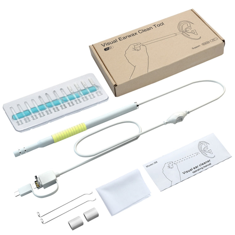I98 1.3 Million HD Visual Earwax Clean Tool Endoscope Borescope with 6 LEDs, Lens Diameter: 5.5mm (Yellow) by buy2fix