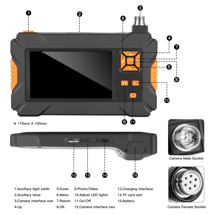 P30 8mm IP67 Waterproof 4.3 inch HD Portable Endoscope Snake Tube Industrial Endoscope, Cable Length: 5m - by buy2fix | Online Shopping UK | buy2fix