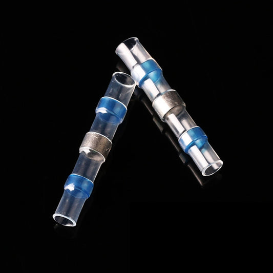 100 PCS AWG16-14 1.5-2.5mm Seal Heat Shrink Butt Wire Connectors Blue Terminals Solder Sleeve(Blue) by buy2fix