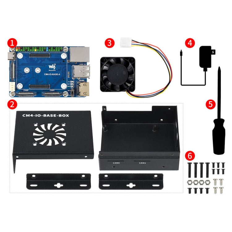 Waveshare Mini IO Board Lite Ver Mini-Computer Base Box with Metal Case & Cooling Fan for Raspberry Pi CM4(EU Plug) by WAVESHARE