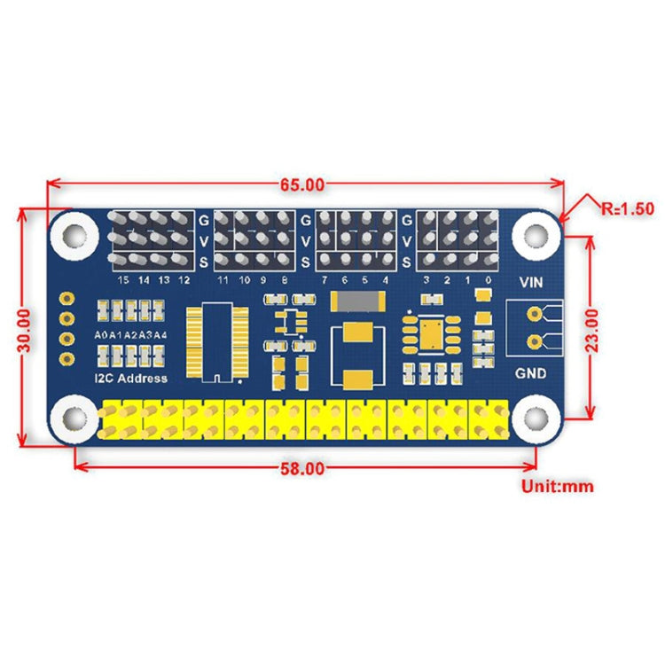 Waveshare 16-Channel 12-bit I2C Servo Driver HAT B for Raspberry Pi by WAVESHARE