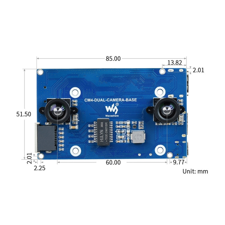 Waveshare Binocular Camera Base Board with Interface Expander for Raspberry Pi Compute Module 4 by WAVESHARE