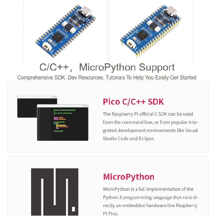 Waveshare RP2040-Plus Pico-like MCU Board Based on Raspberry Pi MCU RP2040, without Pinheader - Modules Expansions Accessories by WAVESHARE | Online Shopping UK | buy2fix