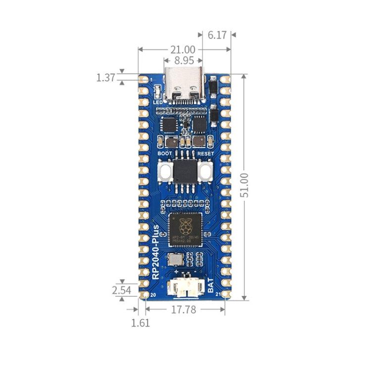 Waveshare RP2040-Plus Pico-like MCU Board Based on Raspberry Pi MCU RP2040, without Pinheader - Modules Expansions Accessories by WAVESHARE | Online Shopping UK | buy2fix