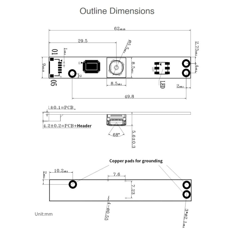 Waveshare OV5640 AF 5MP USB Camera Module, Support 1080P Video Recording by WAVESHARE