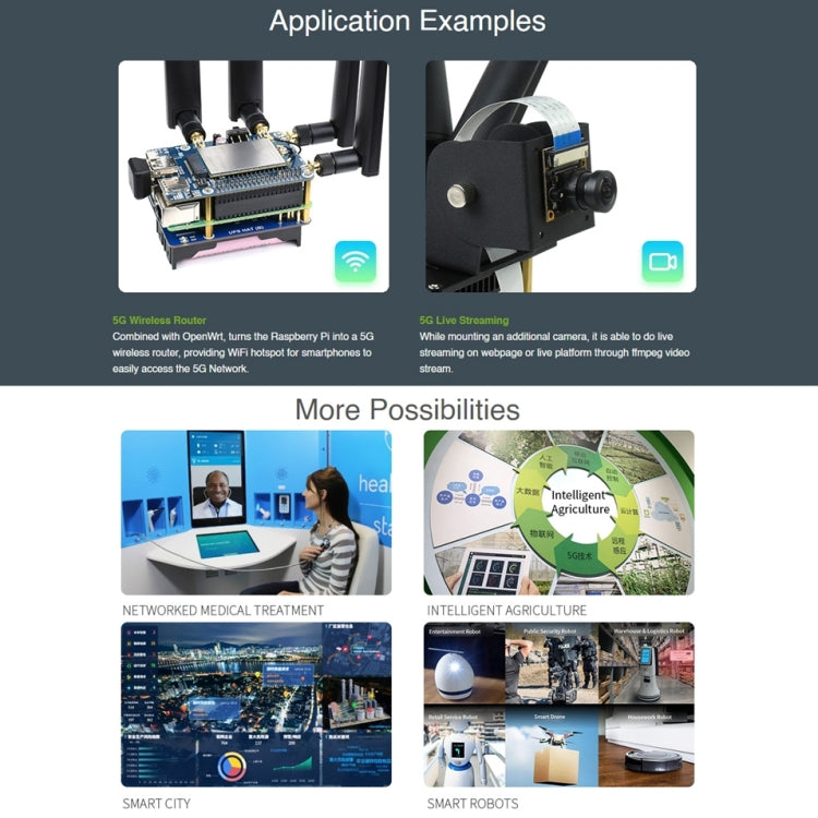 Waveshare RM500U-CN 5G HAT Quad Antennas LTE-A Multi Band Module Board for Raspberry Pi by WAVESHARE