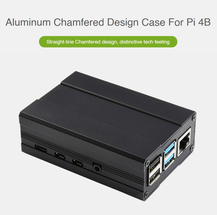 Waveshare Aluminum Chamfered Design Case for Raspberry Pi 4B by WAVESHARE