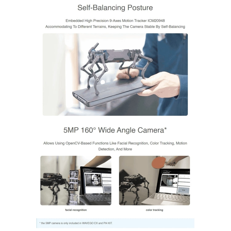 Waveshare WAVEGO 12-DOF Bionic Dog-Like Robot, Extension Pack(UK Plug) by WAVESHARE