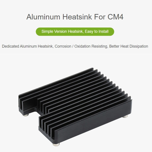 WAVESHARE Aluminum Heatsink for Raspberry Pi CM4, with Antenna Notch (Black) by WAVESHARE