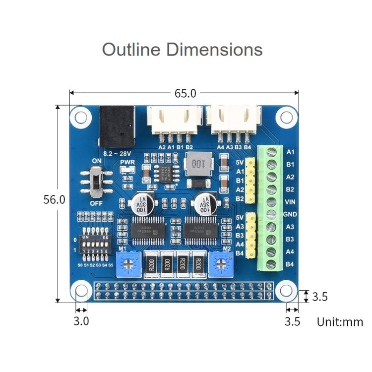 Waveshare HRB8825 Stepper Motor HAT For Raspberry Pi, Drives Two Stepper Motors, Up To 1/32 Microstepping by WAVESHARE