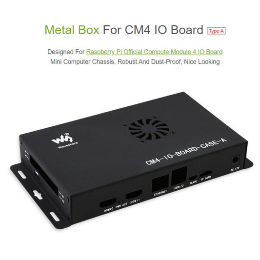 Waveshare Metal Box A for Raspberry Pi CM4 IO Board, with Cooling Fan by WAVESHARE
