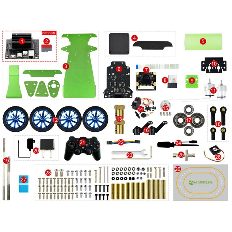 Waveshare JetRacer 2GB AI Kit, AI Racing Robot Powered by Jetson Nano 2GB, EU Plug by WAVESHARE