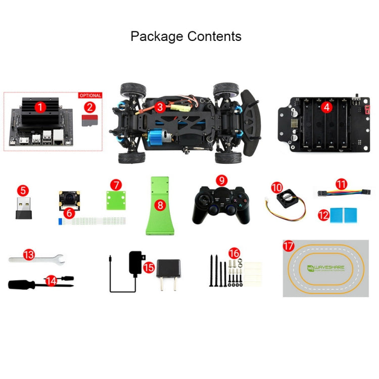 Waveshare JetRacer Pro 2GB AI Kit, High Speed AI Racing Robot Powered by Jetson Nano 2GB, Pro Version, EU Plug by WAVESHARE