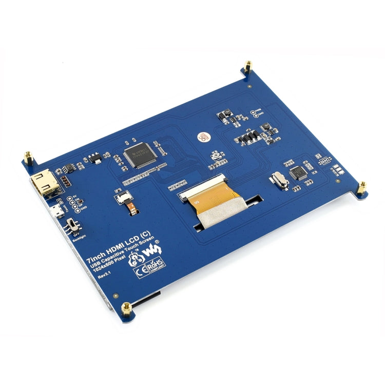 WAVESHARE 7 Inch HDMI LCD (C) 1024x600 Touch Screen for Raspberry Pi with Bicolor Case - LCD & LED Display Module by buy2fix | Online Shopping UK | buy2fix