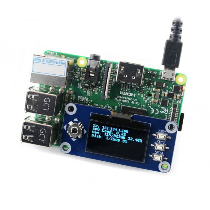WAVESHARE 128x64 1.3inch OLED Display HAT for Raspberry Pi by buy2fix