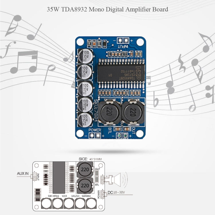 Mini 35W TDA8932 Mono Digital Amplifier Board by buy2fix