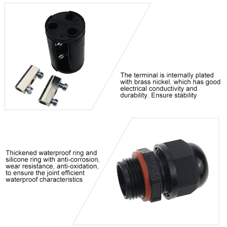 XYS20 IP68 Waterproof 3 Pin Straight Cable Connector - Connector & Plug by buy2fix | Online Shopping UK | buy2fix