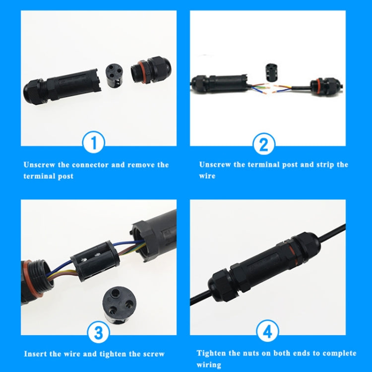XYS20 IP68 Waterproof 3 Pin Straight Cable Connector - Connector & Plug by buy2fix | Online Shopping UK | buy2fix