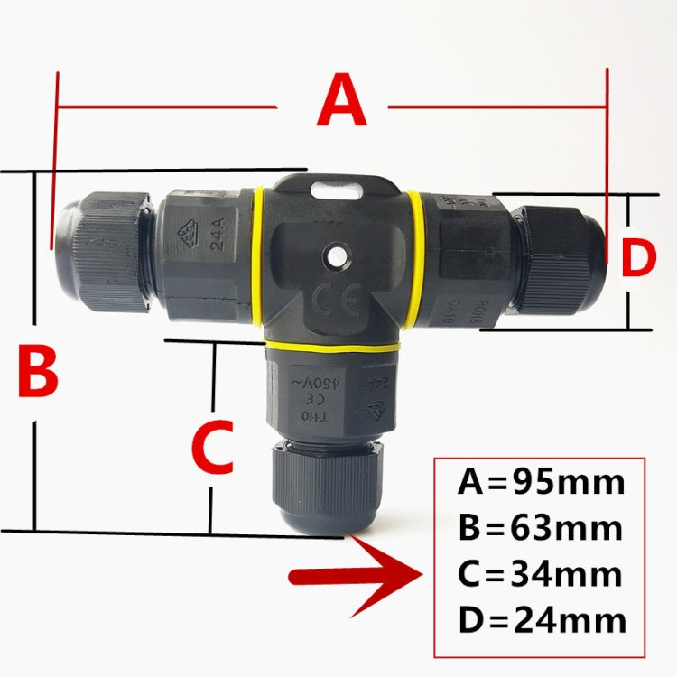 XYT21 IP68 Waterproof 3 Pin T-type Cable Connector - Connector & Plug by buy2fix | Online Shopping UK | buy2fix