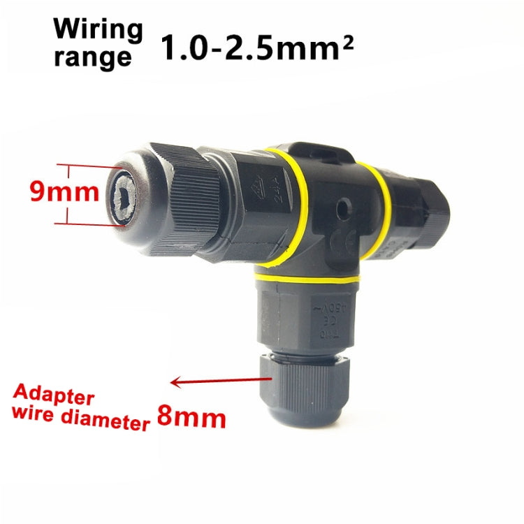 XYT21 IP68 Waterproof 3 Pin T-type Cable Connector - Connector & Plug by buy2fix | Online Shopping UK | buy2fix