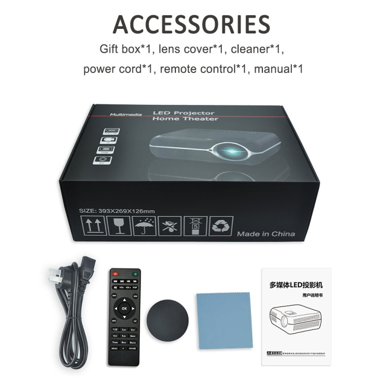 DH-A10 5.8 inch LCD Screen 4200 Lumens 1280 x 800P HD Smart Projector with Remote Control,Android 6.0 OS, Support WiFi, Bluetooth,HDMIx2, USBx2, VGA, AV IN/RCA, RJ45, LAN(White) by buy2fix