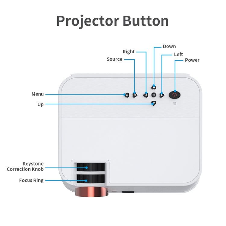 VS626 Android 3500ANSI Lumens 1080*720 Resolution LED+LCD Technology Smart Projector, Support AV / HDMI / SD Card / USB / VGA (Gold) - LED Projector by buy2fix | Online Shopping UK | buy2fix
