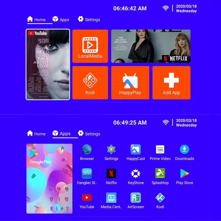 T6 2000ANSI Lumens Mini Theater Projector, Android 7.1 RK3128 Quad Core, 1GB+8GB, UK Plug(Red) by buy2fix