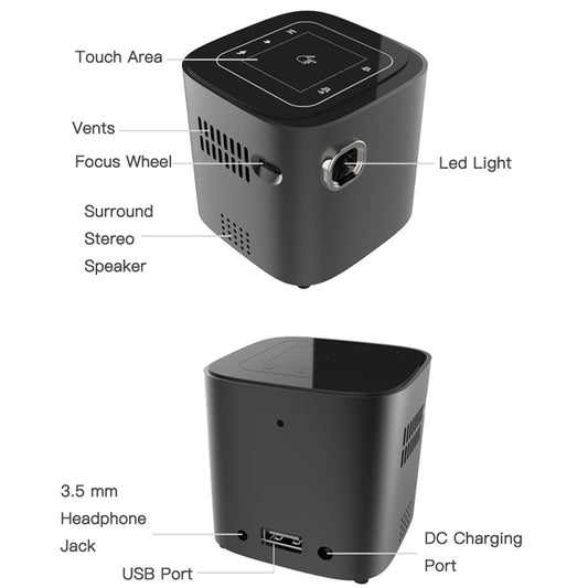 Wejoy S12 50 ANSI Lumen 1920x1080P Android 7.1 HD Bluetooth 4.1 WiFi Smart 3D Projector, 1G+16G(Black) by buy2fix