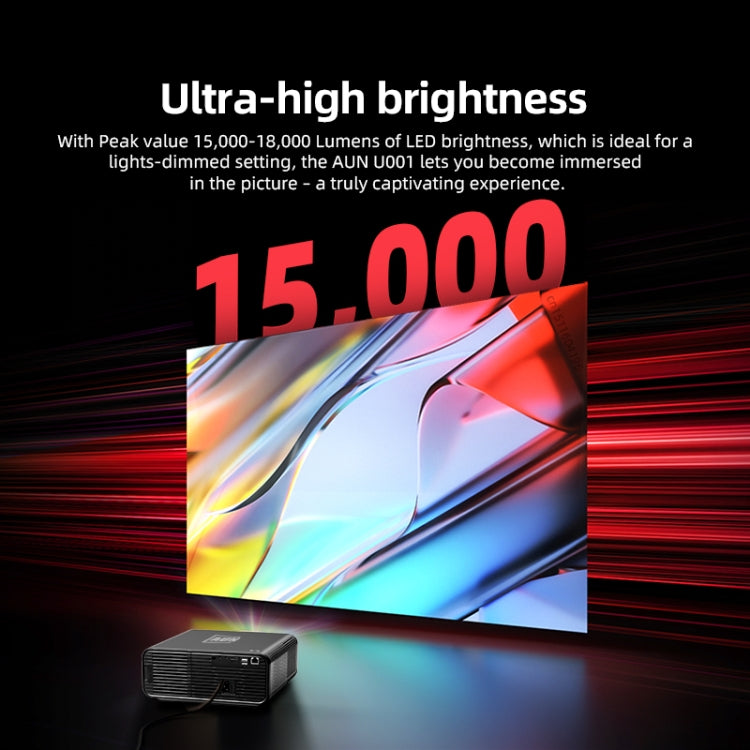 AUN U001 4K 18000 Lumens Portable Home Theater LED HD Digital Projector (US Plug) - LED Projector by AUN | Online Shopping UK | buy2fix