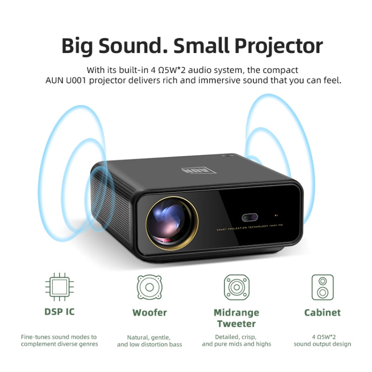 AUN U001 4K 18000 Lumens Portable Home Theater LED HD Digital Projector (US Plug) - LED Projector by AUN | Online Shopping UK | buy2fix