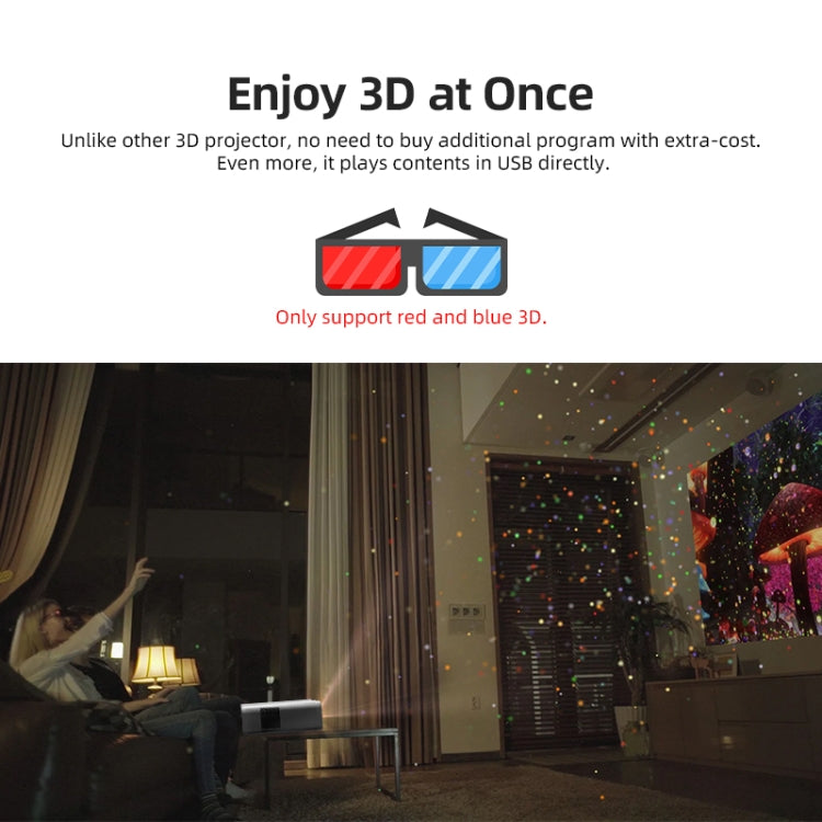 AUN U001 4K 18000 Lumens Portable Home Theater LED HD Digital Projector (US Plug) - LED Projector by AUN | Online Shopping UK | buy2fix