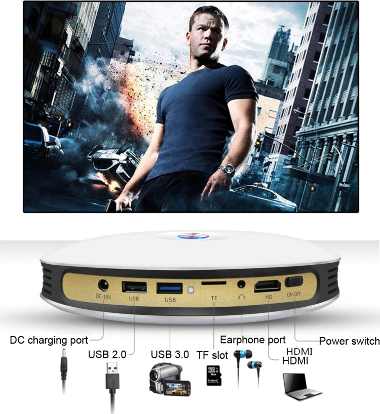 CACACOL ITC-DO8 220LM WiFi Smart 1280*800 DLP DMD LED Portable Projector with Remote Control, Android 6.1 , MSD6A628 Quad Core, 2GB RAM, 16GB ROM, WiFi, BT, HDMI, without Tripod Holder by buy2fix