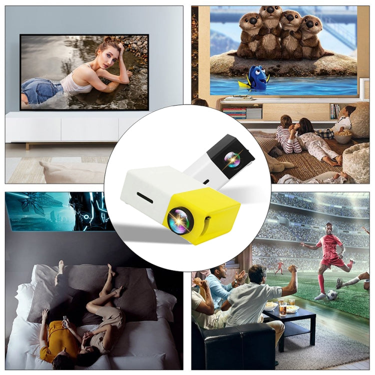 YG300 400LM Portable Mini Home Theater LED Projector with Remote Controller, Support HDMI, AV, SD, USB Interfaces, (Built-in 1300mAh Lithium battery)(Yellow) by buy2fix