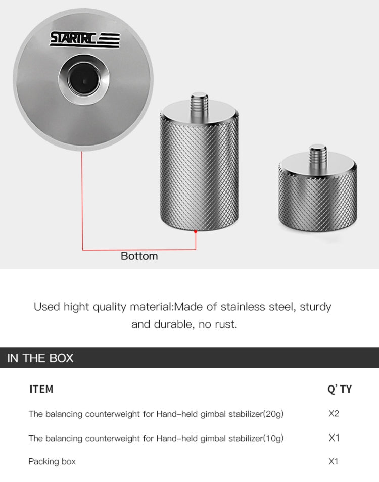 STARTRC Adjustment Balancing Weight Anti-Shake 50g Counterweight for DJI OM4 / OSMO Mobile 3 Gimbal Stabilizer - by STARTRC | Online Shopping UK | buy2fix
