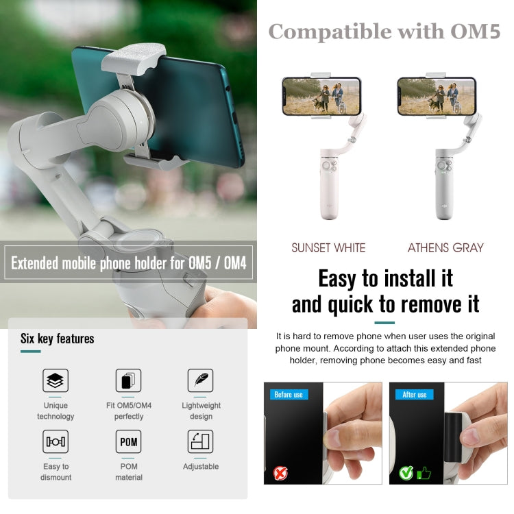 For DJI OM4 STARTRC Handheld Gimbal Quick Release Magnetic Buckle Clamp Expansion Bracket (Grey) - by STARTRC | Online Shopping UK | buy2fix