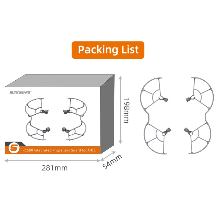 For DJI Air 3 Sunnylife KC680 Drone Propeller Protective Guard Anti-collision Ring (Grey) by Sunnylife