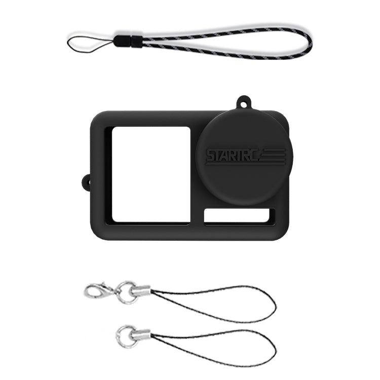 For DJI OSMO Action 4 / 3 STARTRC Silicone Shockproof Case with Lens Cap & Strap (Black) - Case & Bags by STARTRC | Online Shopping UK | buy2fix