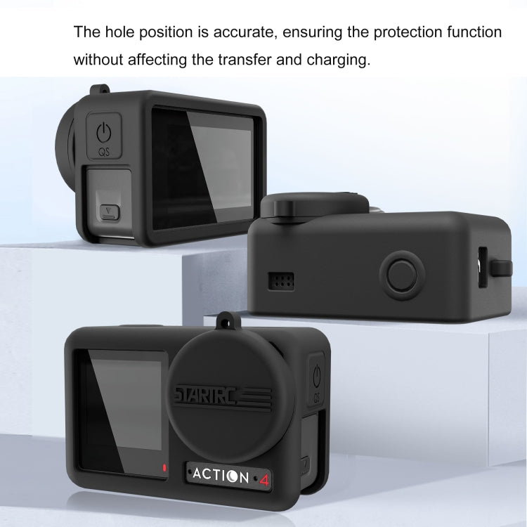 For DJI OSMO Action 4 / 3 STARTRC Silicone Shockproof Case with Lens Cap & Strap (Black) - Case & Bags by STARTRC | Online Shopping UK | buy2fix