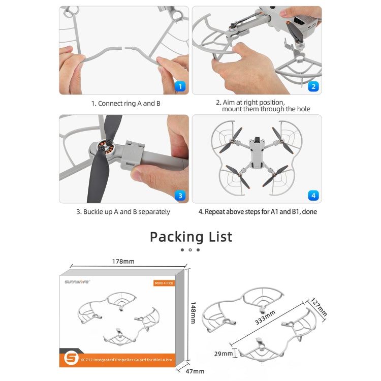 For DJI Mini 4 Pro Sunnylife N4P-KC712 Drone Propeller Protective Guard Anti-collision Ring (Grey) - Other by Sunnylife | Online Shopping UK | buy2fix