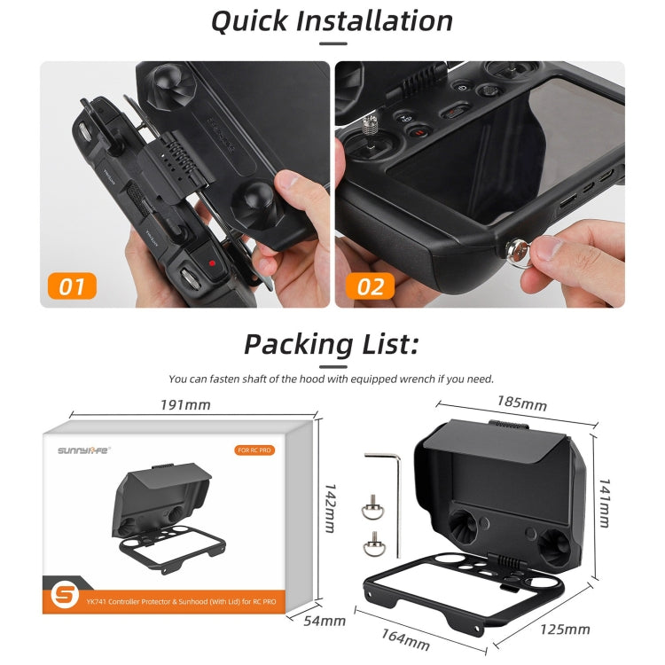 For DJI RC Pro Sunnylife 2 in 1 Controller Protector Sun Hood Screen Guard Monitor Sunshade Cover (Black) - Lens Hood by Sunnylife | Online Shopping UK | buy2fix