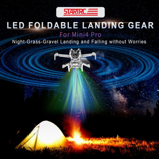 For DJI Mini 4 Pro STARTRC LED Light Folding Heightened Landing Gear Training Rack (Grey) by STARTRC