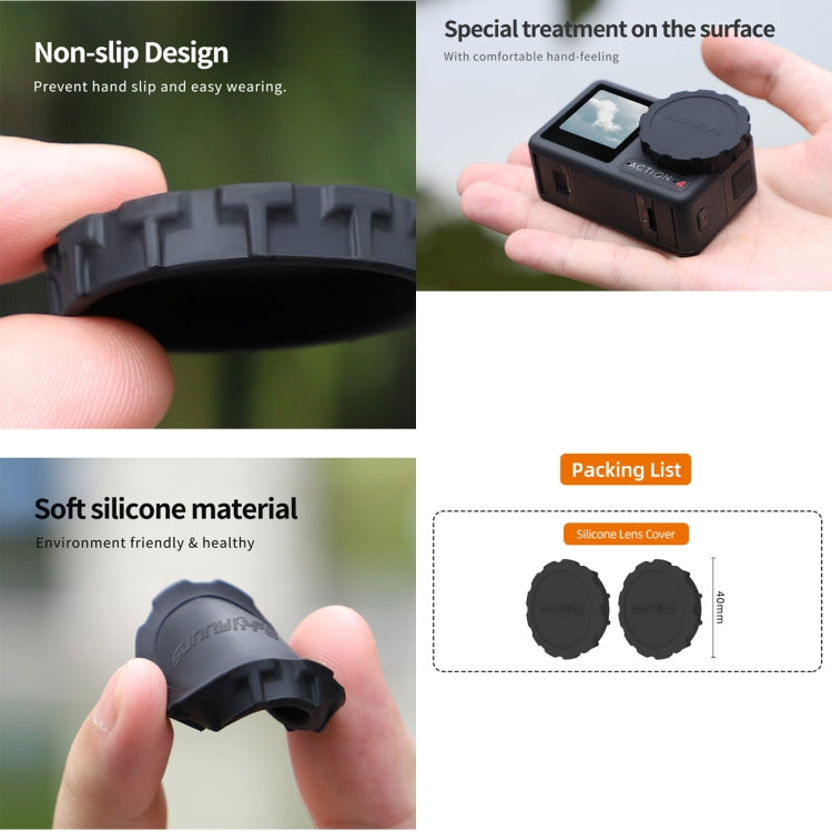 For DJI Osmo Action 5 Pro / 4 / 3 Sunnylife 2pcs Silicone Lens Cap (Black) by Sunnylife