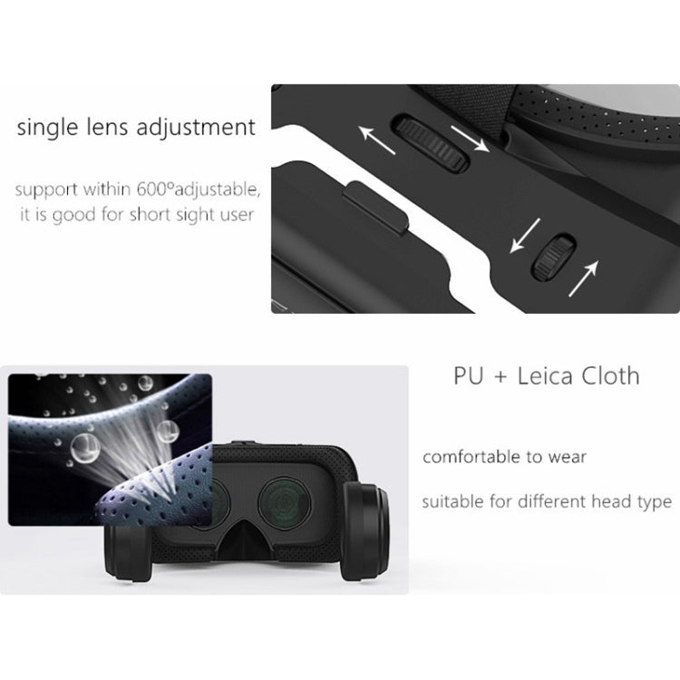 VR SHINECON G04E Virtual Reality 3D Video Glasses Suitable for 3.5 inch - 6.0 inch Smartphone with HiFi Headset (Black) - VR Headset by buy2fix | Online Shopping UK | buy2fix