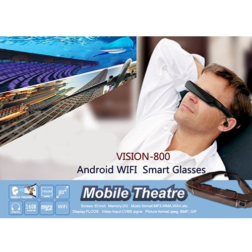VISION-800 Android 4.4 1GB+2GB Super Smart Retina Glasses 3D VR Virtual Reality Headsets with 5.0MP Camera, Support WiFi, Bluetooth, TF Card, Video Recording - Android Headset by buy2fix | Online Shopping UK | buy2fix