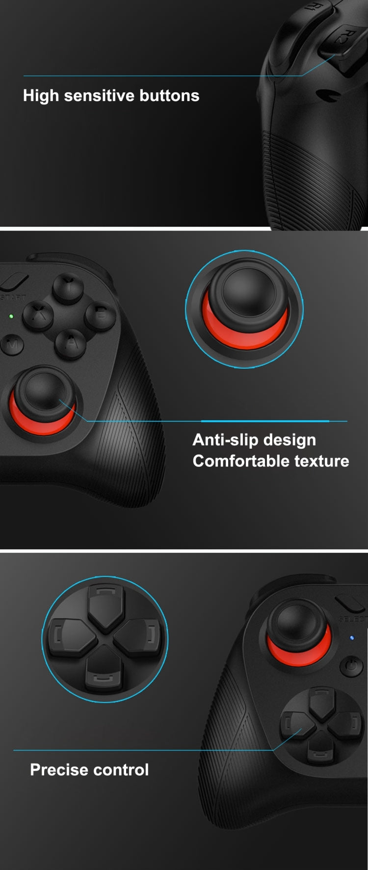 MOCUTE-050 Wireless Bluetooth Remote Controller / Mini Gamepad Controller / Music Player Controller for Android / iOS Cell Phone / Tablet(Black) - VR Accessories by buy2fix | Online Shopping UK | buy2fix