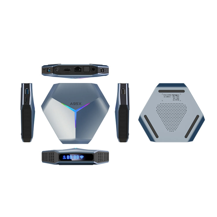 A95X F4 8K UHD Smart TV BOX Android 10.0 Media Player with Remote Control, Amlogic S905X4 Quad Core Cortex-A55 up to 2.0GHz, RAM: 4GB, ROM: 32GB, 2.4GHz/5GHz WiFi, Bluetooth, EU Plug(Metallic Blue) - Amlogic S905 by buy2fix | Online Shopping UK | buy2fix
