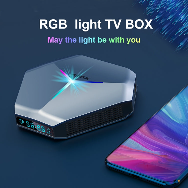 A95X F4 8K UHD Smart TV BOX Android 10.0 Media Player with Remote Control, Amlogic S905X4 Quad Core Cortex-A55 up to 2.0GHz, RAM: 4GB, ROM: 32GB, 2.4GHz/5GHz WiFi, Bluetooth, EU Plug(Metallic Blue) - Amlogic S905 by buy2fix | Online Shopping UK | buy2fix