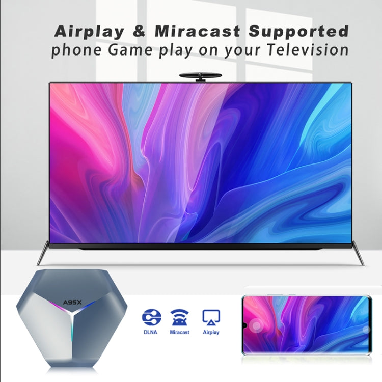 A95X F4 8K UHD Smart TV BOX Android 10.0 Media Player with Remote Control, Amlogic S905X4 Quad Core Cortex-A55 up to 2.0GHz, RAM: 4GB, ROM: 32GB, 2.4GHz/5GHz WiFi, Bluetooth, EU Plug(Metallic Blue) - Amlogic S905 by buy2fix | Online Shopping UK | buy2fix