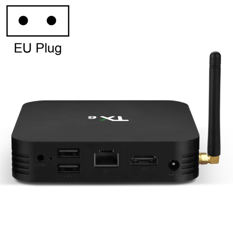 TX6 HD TV Box Media Player, Android 7.1 / 9.0 System, Allwinner H6, up to 1.5GHz, Quad-core ARM Cortex-A53, 4GB + 32GB, Support Bluetooth, WiFi, RJ45, EU Plug - Allwinner H6 by buy2fix | Online Shopping UK | buy2fix